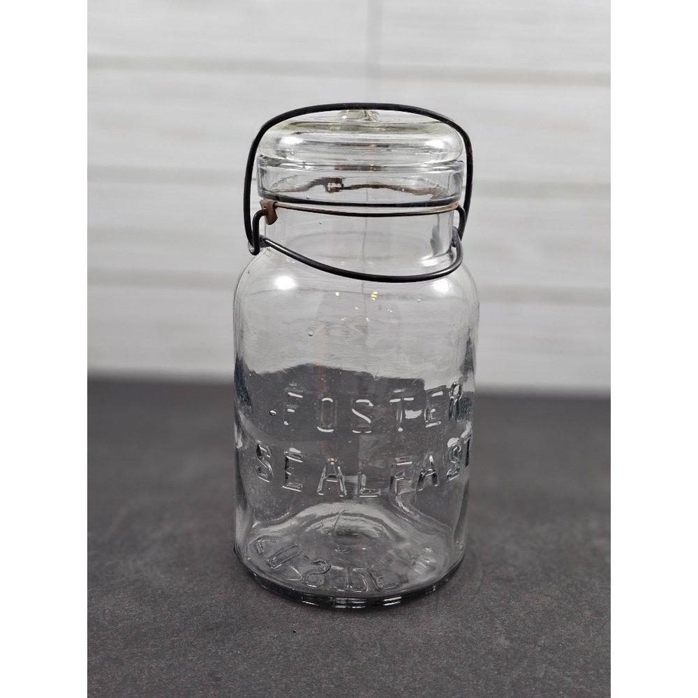 Vintage Foster Seal Right Clear Glass 1 Quart Canning Jar